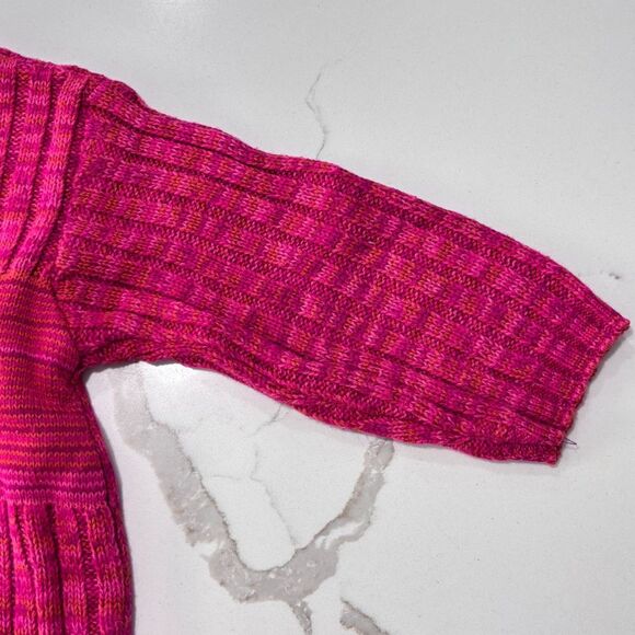 Plaid Moose | Girls Crewneck Heart Knit Pink Orange Sweater - Picture 7 of 15